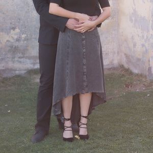 Urban Outfitters Denim Hi-Low Buttoned Skirt